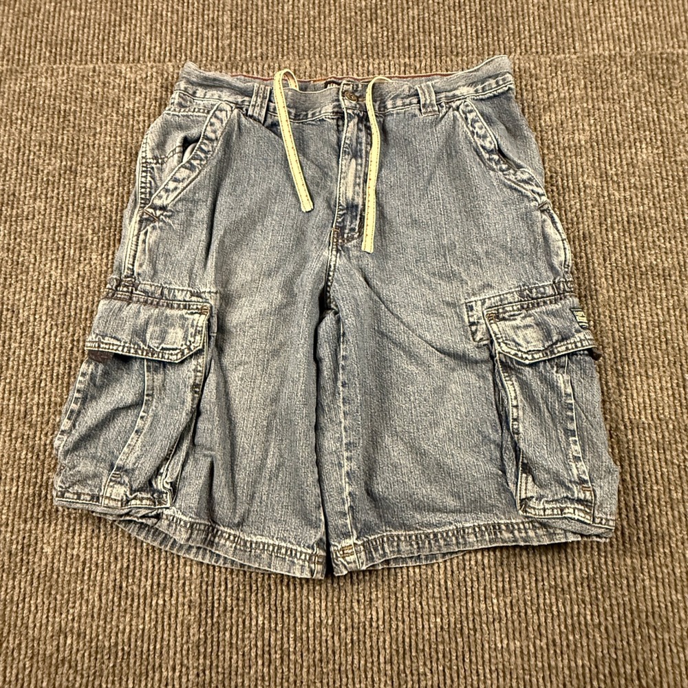Aeropostale A87 Mens Waist Size 32 Denim Cargo Shorts Blue 100% Cotton